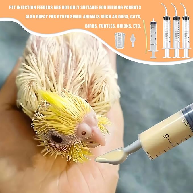 Baby Bird Feeding Syringe Set, Pet Parrot Milk Feeding Syringe with Tubes, Parrot Feeding Tubes Measuring Tools for Feeding Pets Scientific Industrial Labs… (12ml +20ml syringe+50ml Measuring Cup)