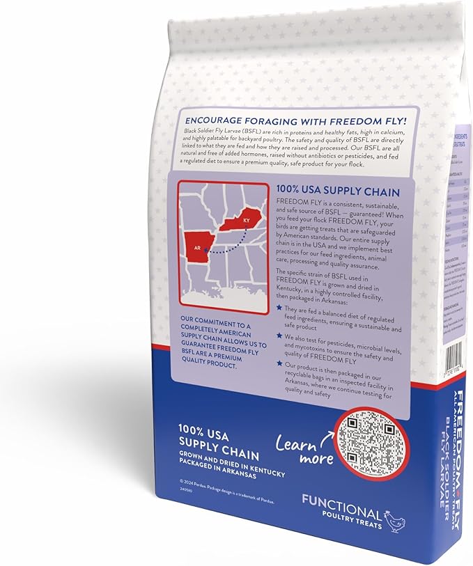 FLOCKLEADER Freedom Fly, All American Dried Black Soldier Fly Larvae Poultry Treats, 5 lb