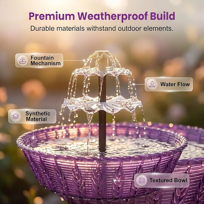 Solar Hanging Bird Bath Fountain, Solar Powered Auto Water Circulation Glass Bird Bath with Hanging Chain, Weatherproof Outdoor Garden Decor to Attract Hummingbirds Wild Birds (1pc)