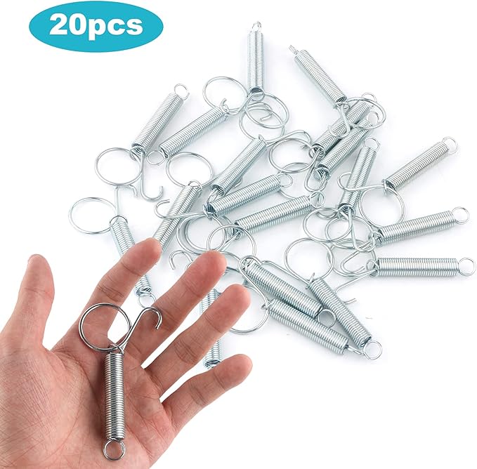 20PCS Spring Latch Hook for Cage Spring Cage Latch Metal Finger Spring Door Hook for Fixing Rabbit Birds Dog Cat Parrot Small Animal (3.34Inch)