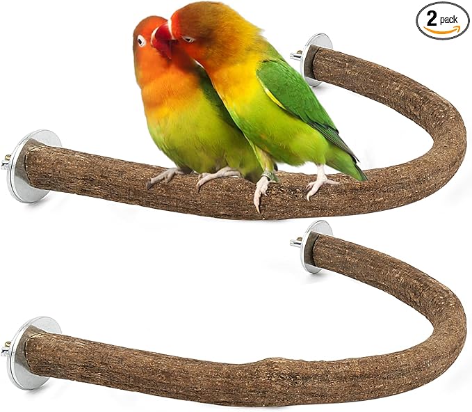 Rypet 2PCS Natural Wood Bird Perches for Cage,Wooden Parakeet cage Accessories,Parakeets Stand Perch,U Shape Parrot Perch Bird Stand Toys for Parakeet, Conure, Cockatiel, Budgie, Lovebirds S