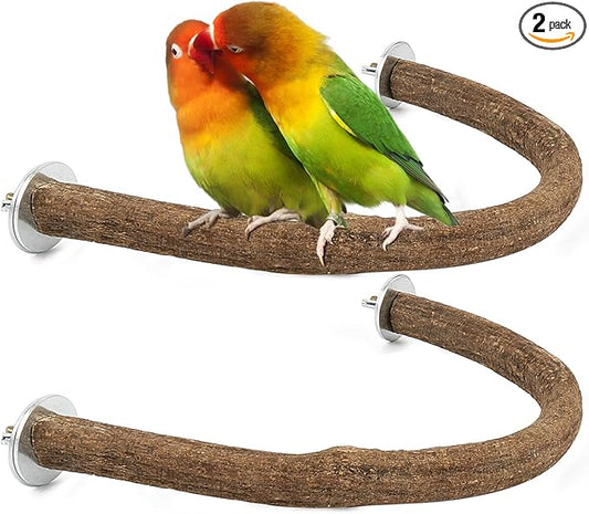 Rypet 2PCS Natural Wood Bird Perches for Cage,Wooden Parakeet cage Accessories,Parakeets Stand Perch,U Shape Parrot Perch Bird Stand Toys for Parakeet, Conure, Cockatiel, Budgie, Lovebirds S