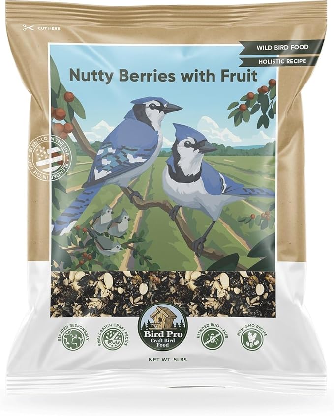 Bird Pro Holistic Bird Seed - Premium Seed for Backyard Feeding (5 Pounds, Nutty Berries with Fruit)