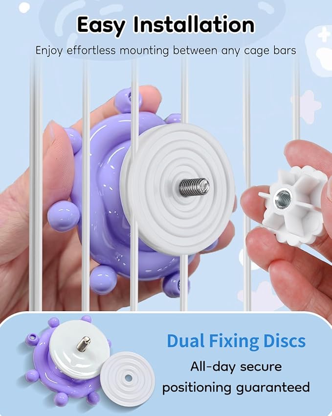 Pawfly Bird Toys for Parakeets, Colorful Spinning Wheel Chew Toy, Interactive Spinner Rattle Parrot Toys, Cockatiel Toy, Parakeet Toys, Bird Cage Accessories for Entertainment Chewing Exercise, Purple