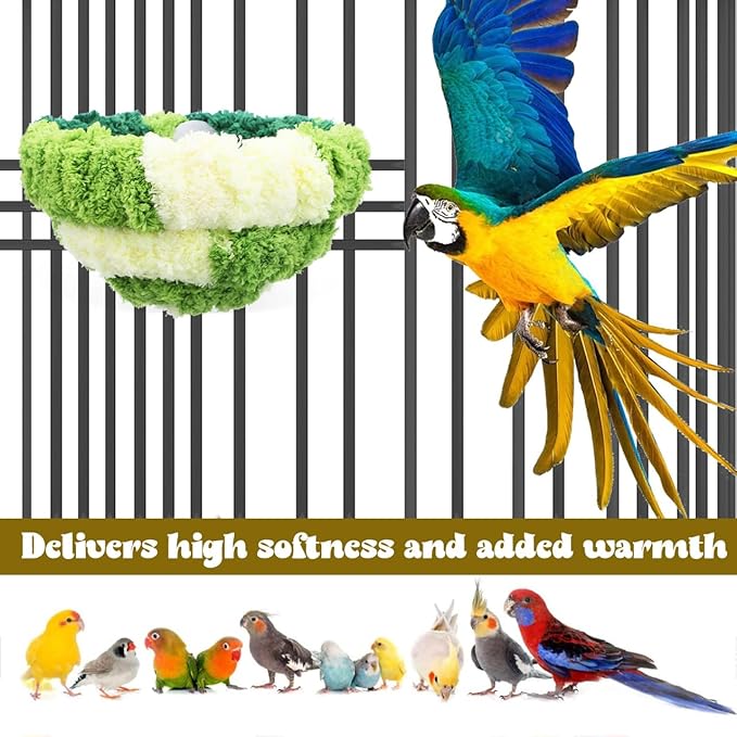 LIOOBO Winter Bird Nest for Cage - Cozy Parakeet Bed with Soft Fleece Lining Easy Cage Mounting Bird Sleeping Hut for Parrots and Small Birds Comfortable Nesting and Breeding Hideaway 6.69X6.69X3.93In