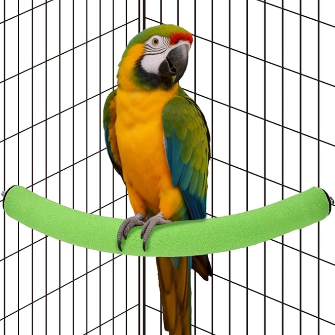 Rypet Parrot Perch Stand Toy Used for Cage Corner for Paw Grinding Clean Stick Exercise, Rough-Surfaced Quartz Bird Perch Standing Cage Accessorie for for Small Parakeets Cockatiel Conures (Green XL)