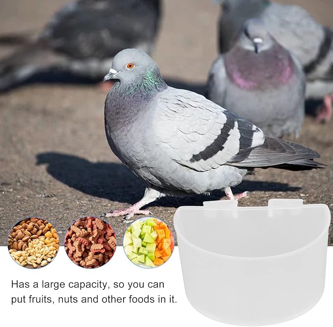 TOPINCN 20pcs Cage Cups Bird Feeders, Bird Food Bowl Hanging Water Cup Parrot Food Bowl Plastic Parrot Water Feeding Cup Birdcage Feeder for Parrot Poultry Pigeon(L-White)