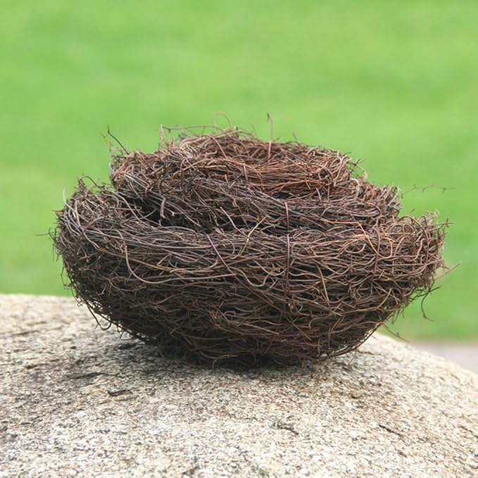 Ipetboom Artificial Bird Nest, 4pcs Imitated Bird Nest Birds Egg Nest Rattan Bird Nest Simulation Twig Bird Nest