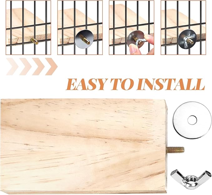 4-Size Bird Platforms with Wood Perches and Stand Boards - Habitat Cage Corner Shelves with Stainless Steel Washers - Ideal for Parrots, Cockatiels & Small Pets like Hamsters, Gerbils & Chi