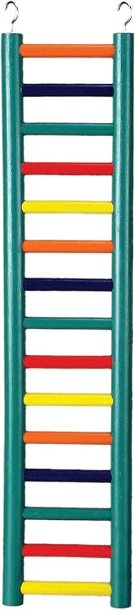 Prevue Pet Products 15-Rung Wood Bird Ladder - Accessories for Small, Medium, and Large Birds, Hanging Birdcage Toy for Climbing, Foot Exercise, Beak Use, Mental Enrichment, and Interactive Play