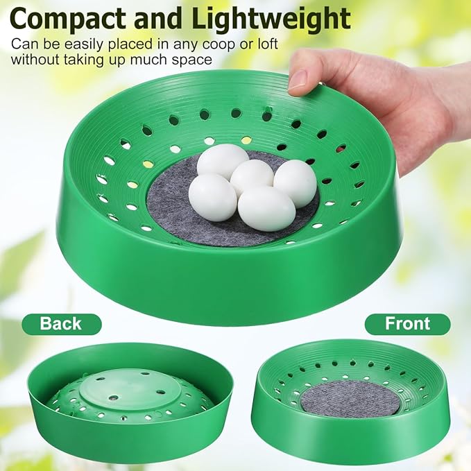 Balacoo 10 Pcs Pigeon Nest Bowl, Durable Plastic Pigeon Nesting Box with Comfort Pad, Breathable Washable Bird Breeding Hatching Bowl for Parakeet Quails Doves and Small Birds (Green)