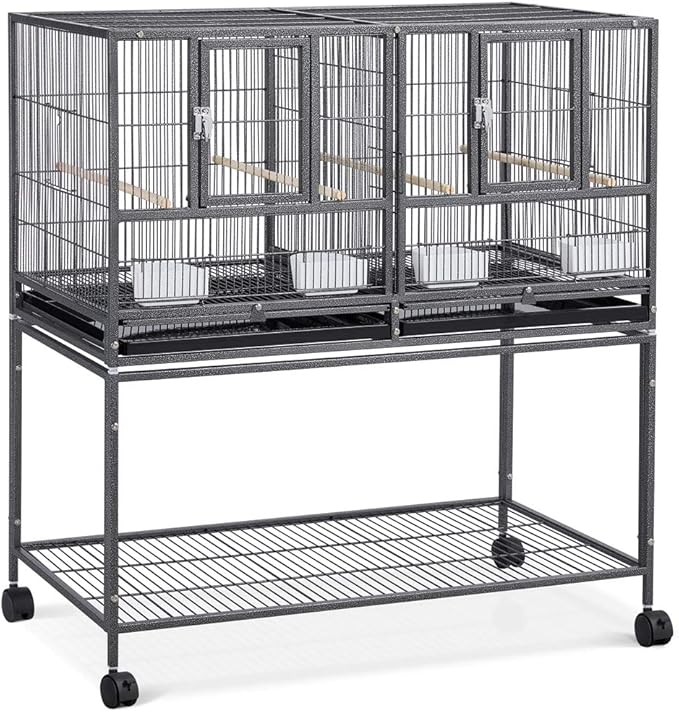 Topeakmart Divided Breeder Parakeet Canary Lovebird Finch Budgie Bird Cages W/Rolling Stand