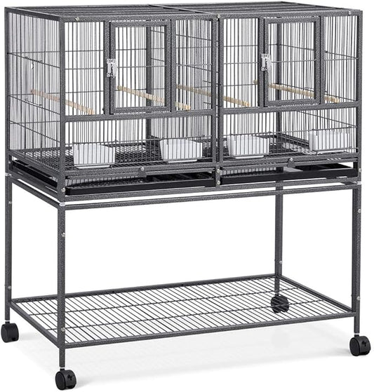 Topeakmart Divided Breeder Parakeet Canary Lovebird Finch Budgie Bird Cages W/Rolling Stand