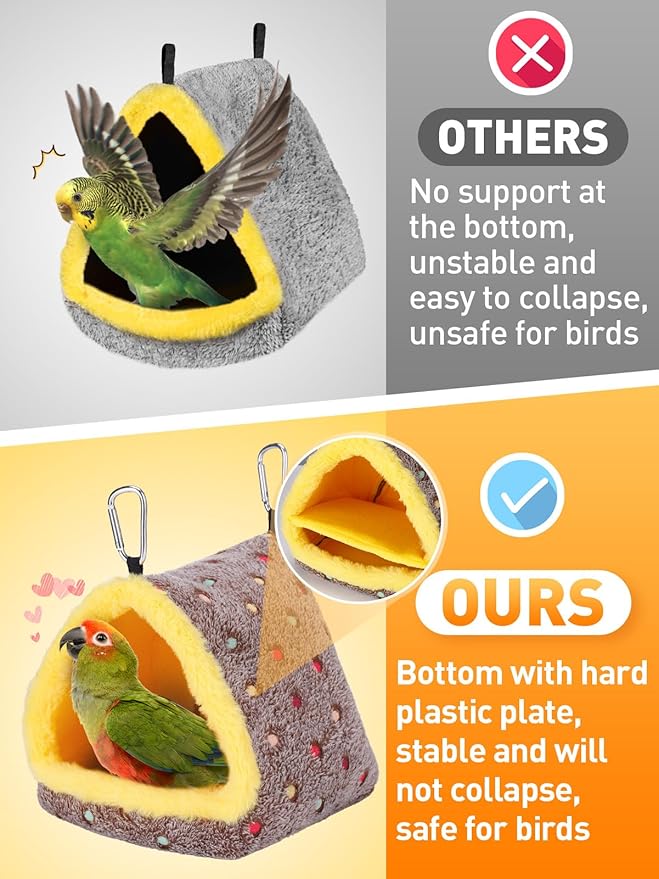 Medium Winter Warm Bird Nest for Cage - Comfortable Bird Bed with Support Board, Hanging Hammock Shed Hideaway Hut Gift for Cockatiel Monk Parrots Sun Conure