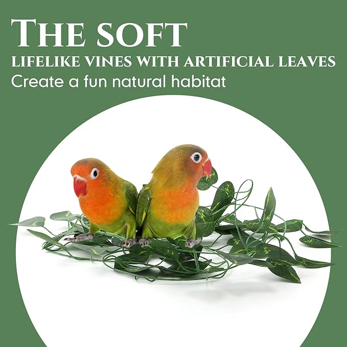 Skylety 3 Pcs Coconut Bird Nest Hut Hanging Bird House Coconut Hide with 6.9 Feet Fake Vines Coconut Fiber Shell Small Bird Cage Accessories for Parrot Parakeet Canary Reptile Crested Gecko Hamster