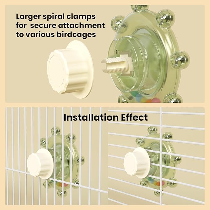 Bird Mirror Toys for Cage,Parakeet Rotating Sound Wheel Toy,Budgie Training Colorful Interactive Chew Toys for Canaries Lovebirds Conures Cockatiels cage Accessories (2, Blue)