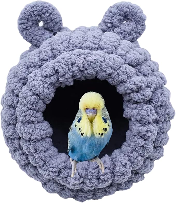 Winter Warm Bird Nest Bed Hanging Hammock Snuggle Hut Parrot House Tent Toy Bird Cage Perch for Bird Budgies Lovebird Finch Hamster Chinchilla Guinea Pig (Grey)