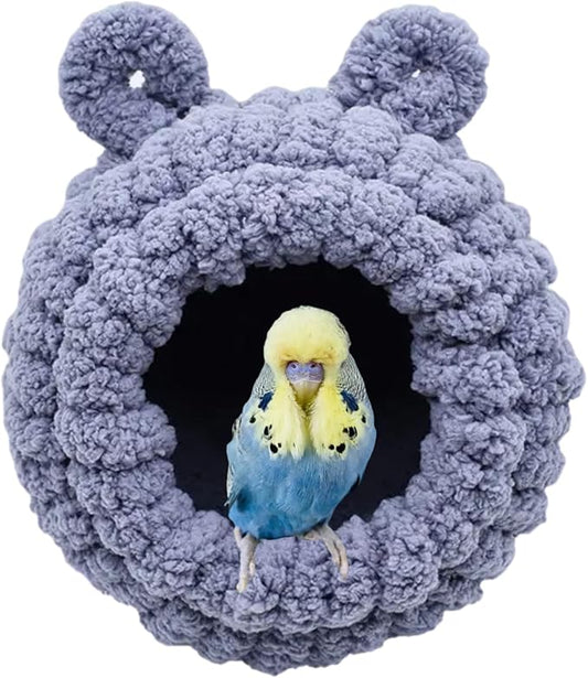 Winter Warm Bird Nest Bed Hanging Hammock Snuggle Hut Parrot House Tent Toy Bird Cage Perch for Bird Budgies Lovebird Finch Hamster Chinchilla Guinea Pig (Grey)