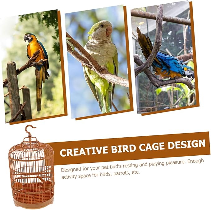 POPETPOP 1set Round Plastic Bird Cage for Parrots Cockatiels Lovebirds Easy Spacious Design for Pet Birds and Decorative Cage
