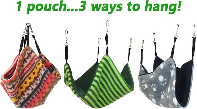 Parachute Pouch (Giraffe) - Hanging Fleece Cage Accessory Toy for Sugar Gliders, Marmosets, Rats, Hamsters, Flying Squirrels, Ferrets, Birds, Chinchillas, Parrots - Hammock, Tower, Bed, Nest Pouch