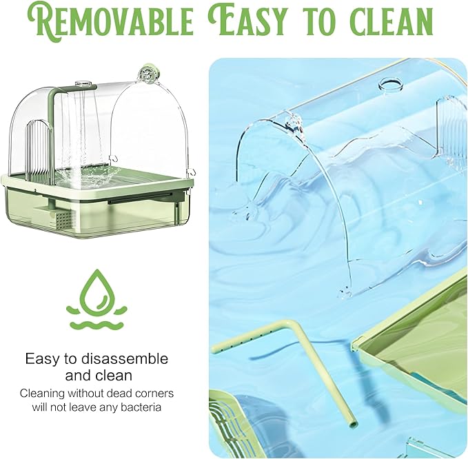 Bird Bath, Parrot Bathtub, Automatic Parrot Shower Bath with Pump, Large-Capacity Water Tank,Automatic Circulating Water Bathtub for Pet Birds, Parakeet, Cockatoo, Cockatiel, Lovebird (Brown)