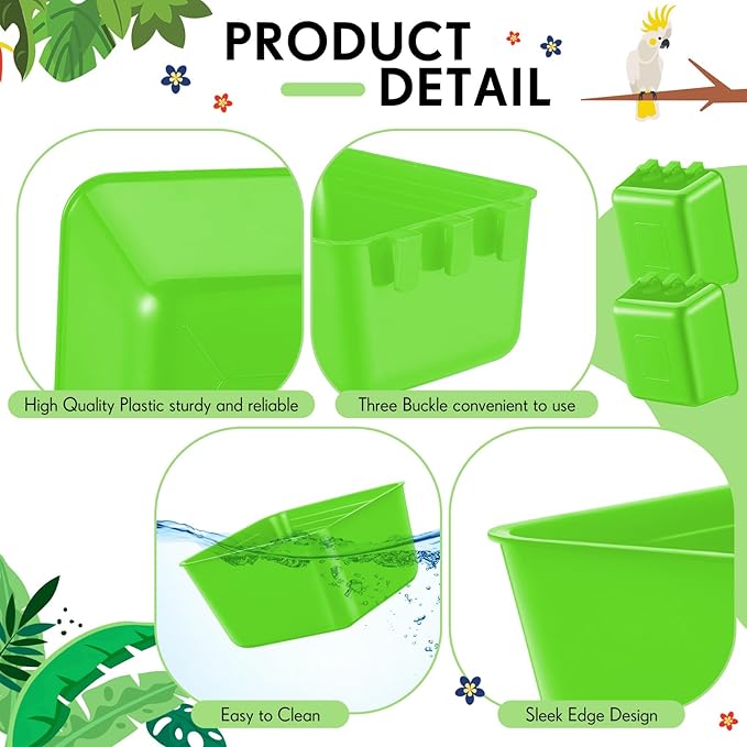 Maxdot 20 Pcs Chicken Water Feeder Cups 16 oz Pigeon Bird Feeder Cups Hanging Cage Chicken Water Cup for Pet Parrot Rooster Parakeet Bunny Gamefowl Poultry Wire Hutch(Green)