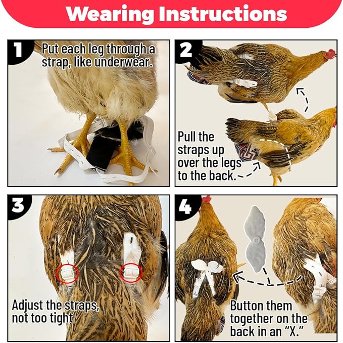 Reusable 3D Chicken Diapers for Indoor Chickens – Leak-Proof 3D Pouch with Replaceable Bag, Adjustable Straps & Cross-Back Design, Fit for Hens and Roosters(Plastic Bags not Included)-Widened
