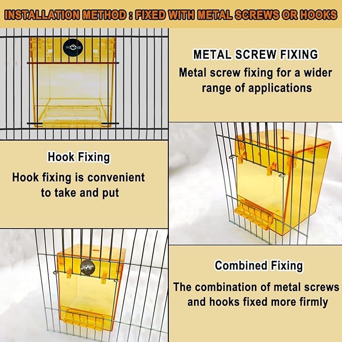 kathson Parrot Bath Box Hanging Bird Bathtub Tub Bath Acrylic No-Leakage Shower Box Bowl Cage Accessory for Small Pet Bird Parakeet Canary Cockatiels Budgies Lovebirds