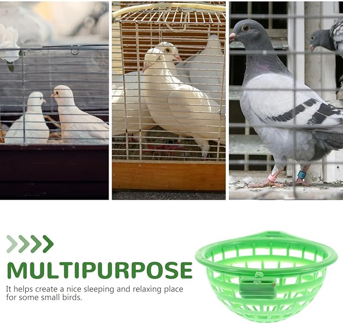 Mipcase 2pcs Bird Nest Basin for Small Birds Green Nesting Holder for Parrots Easy to Install Convenient Bird Supplies