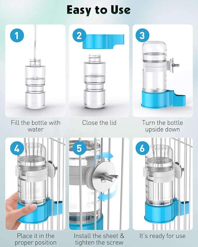 Pawfly 2 Pcs Bird Water Dispenser, Automatic Bird Water Feeder, Plastic Bird Cage Water Dispenser, Blue Parrot Waterer for Parakeet Cockatiel Budgie Lovebirds (Not Fit for Food Feeding)