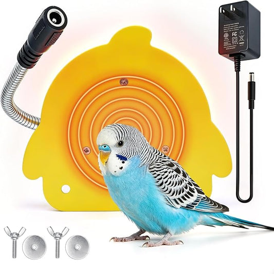 Bird Heater for Cage Parakeets Snuggle Up Heated Pad Bird Warmer for Parrot Parakeets Conure, Warm Bird Perch Stand Birds Cage Accessories and Supplies (Yellow)