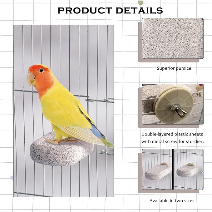 4pcs Bird Perch Stands Foot Claws Trimmer Beak Grinding Stone Parrot Climbing Chewing Toys Cage Accessories for Small Medium Birds Budgies Lovebird Conure (Small)