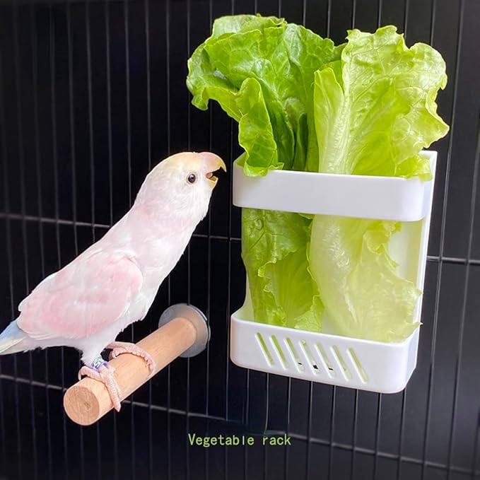 Bird Parrot Feeder with Stand, Plastic Pet Feeder for Multiple Pets, Durable Vegetable Rack, Hanging Baskets for Bird, Rabbit, Hamster Cage Decoration