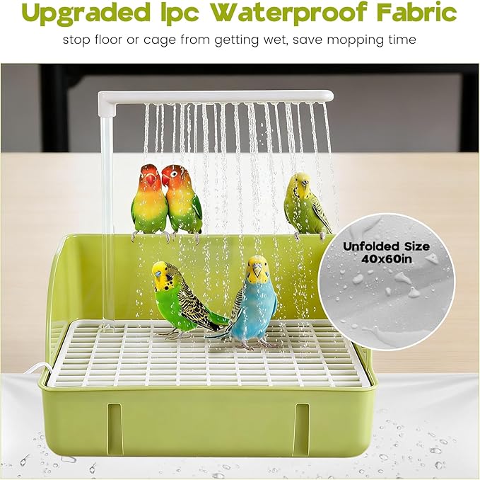 Parrot Bathtub, Large Bird Shower Fountain, Automatic Bird Bath, Parrot Bath Shower, Automatic Bathtub with Circulating Faucet, Indoor Fountain with USB Pump, Green