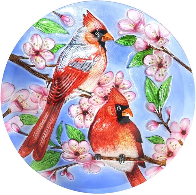 Briarwood Lane Cherry Blossoms Glass Birdbath