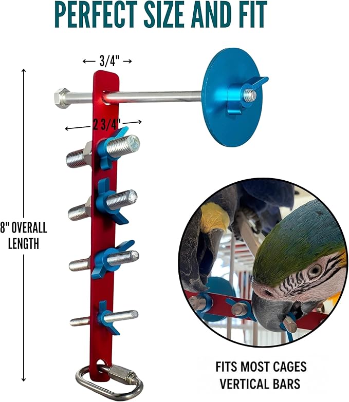 Bird Toys for Large Birds (Strip) - Foraging Toy with Non-Removable Wing Nuts | Durable Puzzle Enrichment Toy | Mind Game | Bird Cage Accessories for Cockatoos, Parrots, Macaws, Greys, Parakeets