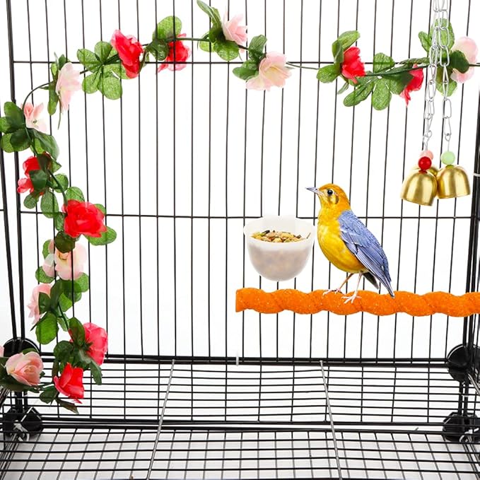 6 Pcs Mini Bird Food Bowl Feeder, Parrot Convenient Hanging Container, Plastic Pigeon Bird Cage Dish (White)