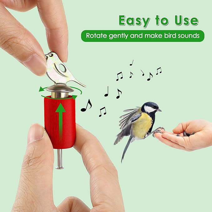 Dreyoo Bird Whistle Call with Rosin, Zinc Alloy & Wooden Birds Caller for Outdoor Birds Watching, Nature Play and Gifts for Bird Lovers(Red Color)