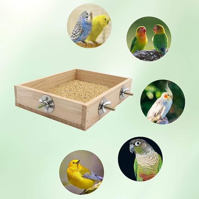 Bird Cage Accessories, Wooden Food Dish for Small to Medium Birds, Bird Feeder for Cage, Food Bowl for Budgie, Cockatiel, Lovebird, Conure, Parakeet, Canary, Kakariki