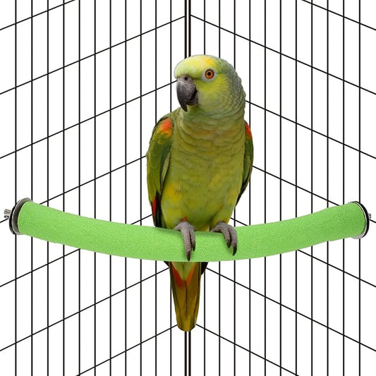 Rypet Parrot Perch Stand Toy Used for Cage Corner for Paw Grinding Clean Stick Exercise, Rough-Surfaced Quartz Bird Perch Standing Cage Accessorie for for Small Parakeets Cockatiel Conures (Green L)