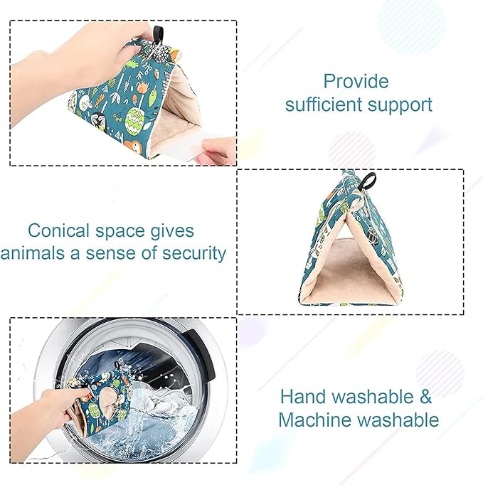 Bird Nest Winter Warm House Hanging Hammock Velvet Shed Hut Cage Bird Plush Fluffy Hideaway Sleeping Bed Fuzzy for African Grey Cockatoo Parrot Parakeet Cockatiels Budgies Parakeets (Small, Blue)