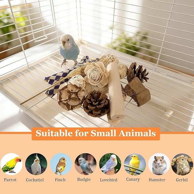 Bird Foraging Toys Parrot Chew Shredding Toys Bird Foraging Box for Parakeets Cockatiels Conures Lovebirds and Small to Medium Birds (Burlywood)