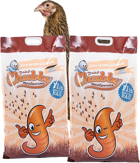 Chubby Dried Mealworms | 22 lbs | High-Protein Non-GMO Treats for Chickens, Ducks, Wild Birds & Backyard Pets