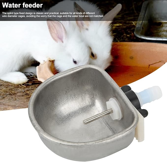 10PCS Rabbit Feeder Bowls, Rabbit Drinker Rabbit Nipple Water Bowl Stainless Steel Nipple Drinking Water Bowl Hanging Cage Bowl Feeding Tool for Rabbit Squirrels Chinchilla Hamster