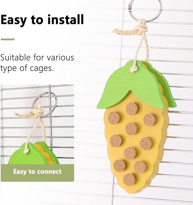 Parrot Chew Toys Set - Natural Wood & Loofah Toys with Plant-Based Dyes, 3 Pack Bird Chew Toys for Cockatiels, Conures & Small Parrots for Cage Enrichment (3 Pieces of Green Series)