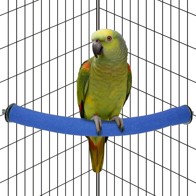Rypet Parrot Perch Stand Toy Used for Cage Corner for Paw Grinding Clean Stick Exercise, Rough-Surfaced Quartz Bird Perch Standing Cage Accessorie for for Small Parakeets Cockatiel Conures (Blue L)