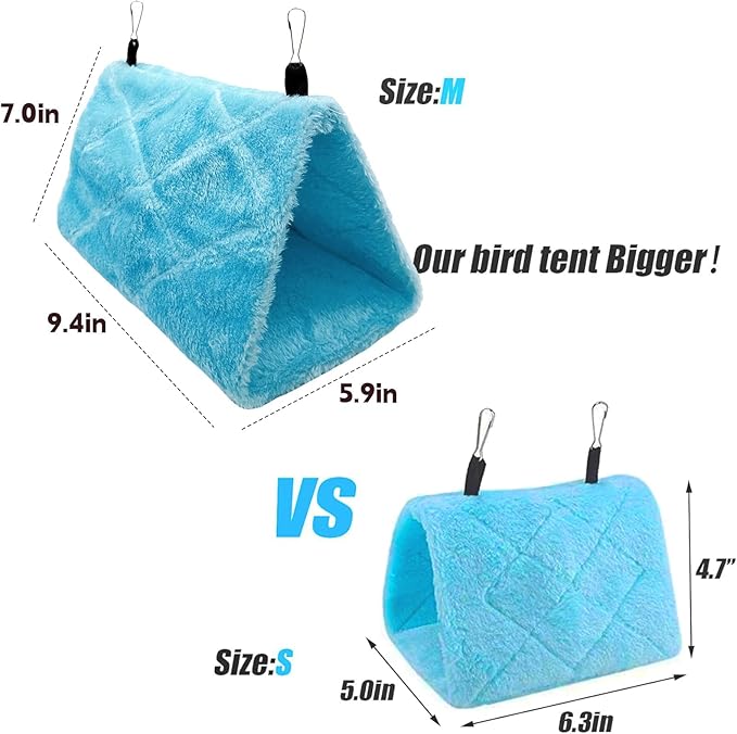 4Pcs Bird Tent Plush Hammock Warm Hut Hanging Parrot Nest for Cage Snuggle Large 9.4''X5.9''X7.0'' Sleeping Bed Hideaway Cave for Parakeet Cockatiels Cockatoo Lovebird