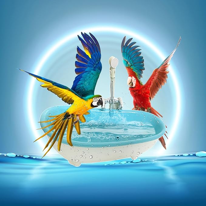 Intelligent Spray Water Bird Bath Bowl Parrots Bathtub Bath Shower Cage Accessory For Birds Parrot Cockatiel Lovebirds Bird Bathtub For Cage Bird Bathtub Shower Bird Bathtub Pool Cockatiel Bird With