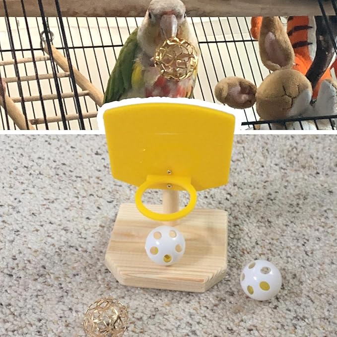 QBLEEV Bird Basketball Toy - Parrot Activity & Foraging Toys, Bird Training Gym