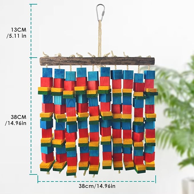 DBNESS Extra Large Bird Toys, 20inch XL Macaw African Grey Parrot Chewing Toys, Natural Wooden Block Knots Tearing Toy Parrot Cage Accessories for Big Birds